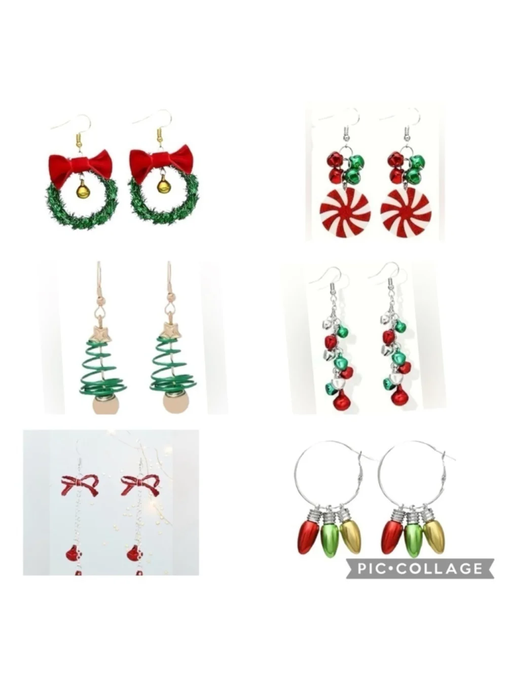 NEW Christmas Bows and Bells Holiday Earrings in red and silver French hook